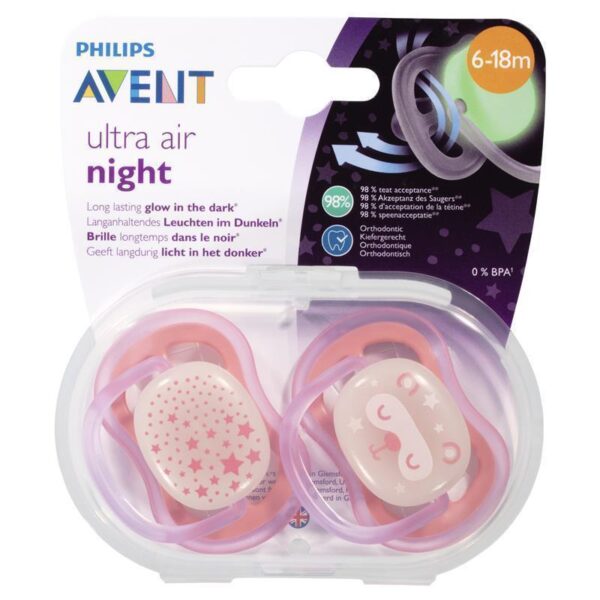 Avent Soother Night Time 618Months BPA Free 2 Pack Best Price in Sri