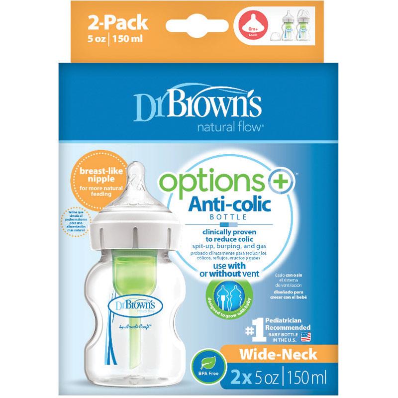 Dr Browns Options Anti-Colic With Level 1 Teat Narrow Neck Feeding Bottle 250ml 3 Pack